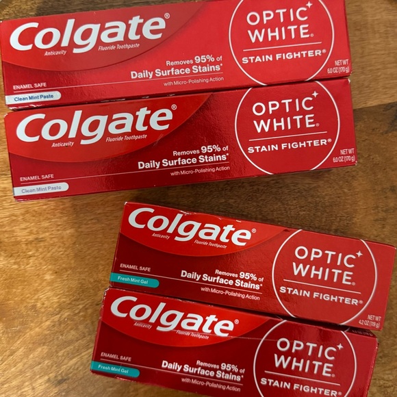 4 Pack Bundle - Colgate Optic White Stain Fighter, 6 oz & 4.2 oz - Picture 4 of 8